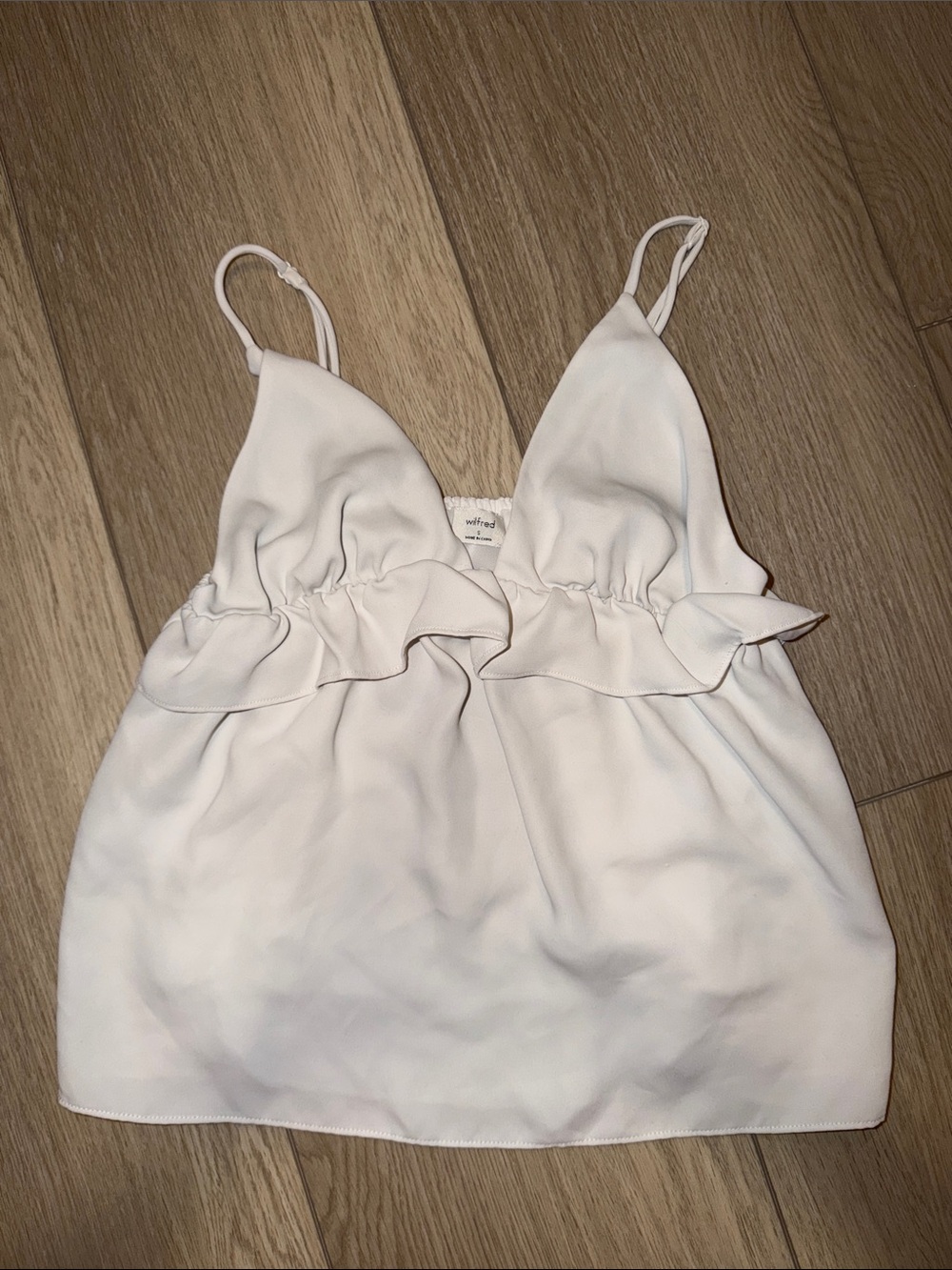 Wilfred White Ruffle-Front Spaghetti Strap Camisole